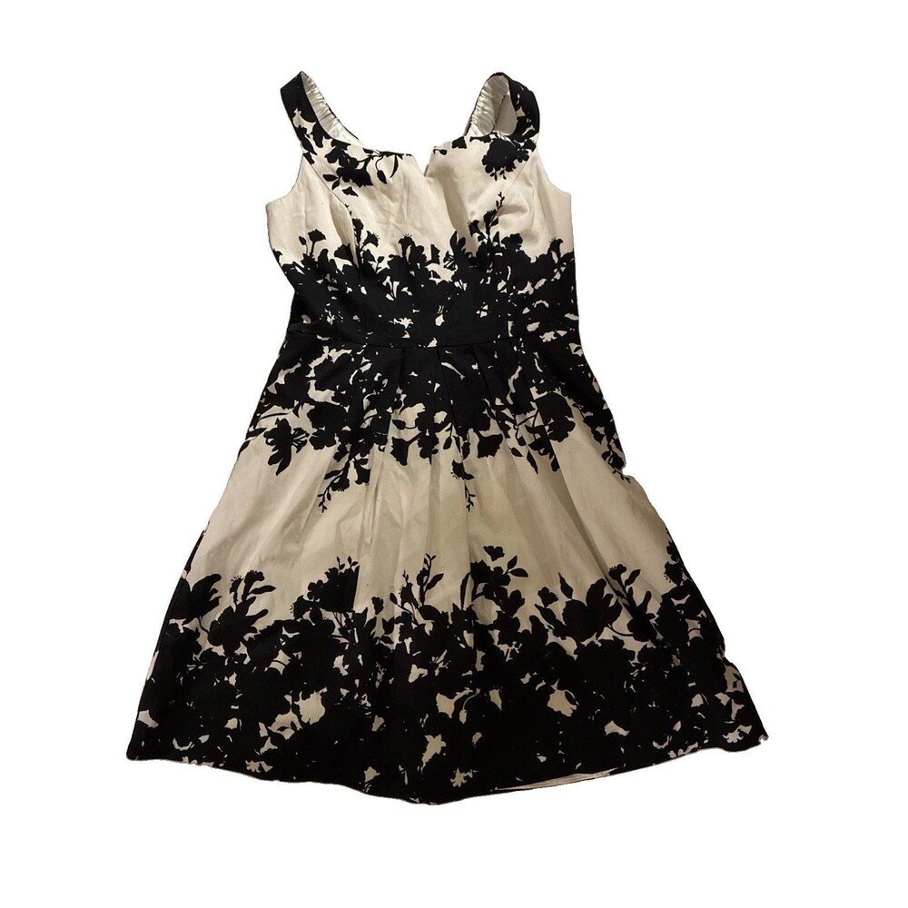 White House Black Market Women’s Floral Fit & Flare Dress Pockets Lined Size 12